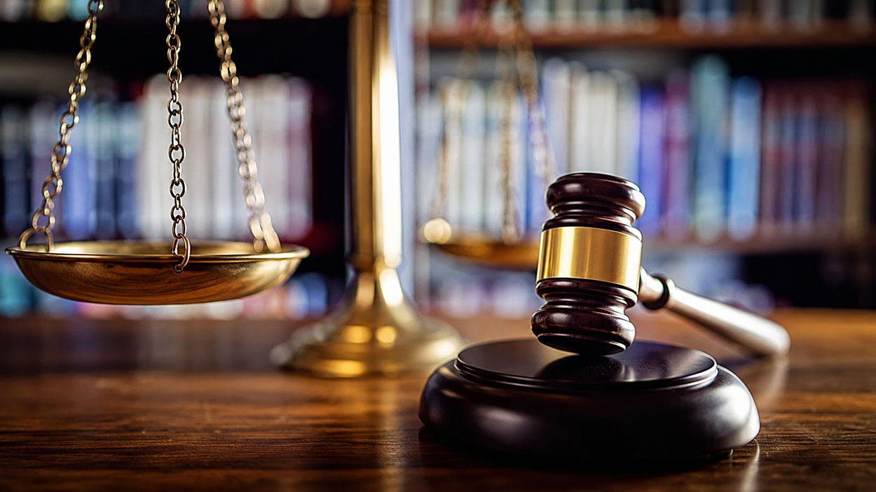 Judge gavel and balance scales representing legal rights